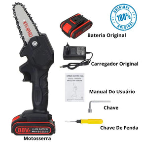 Mini Motosserra Elétrica Portátil Recarregável com Bateria de Alta Potência