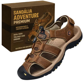 Sandália Adventure Confort Masculino de Couro - Confortável e Antiderrapante