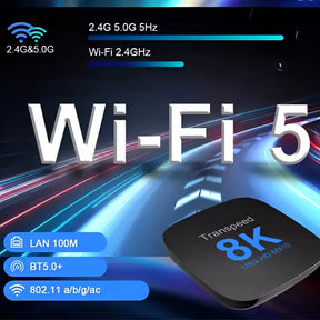 TV Box Android Transpeed 8K 64 GB - Eficiente, Prática e Portátil
