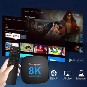TV Box Android Transpeed 8K 64 GB - Eficiente, Prática e Portátil